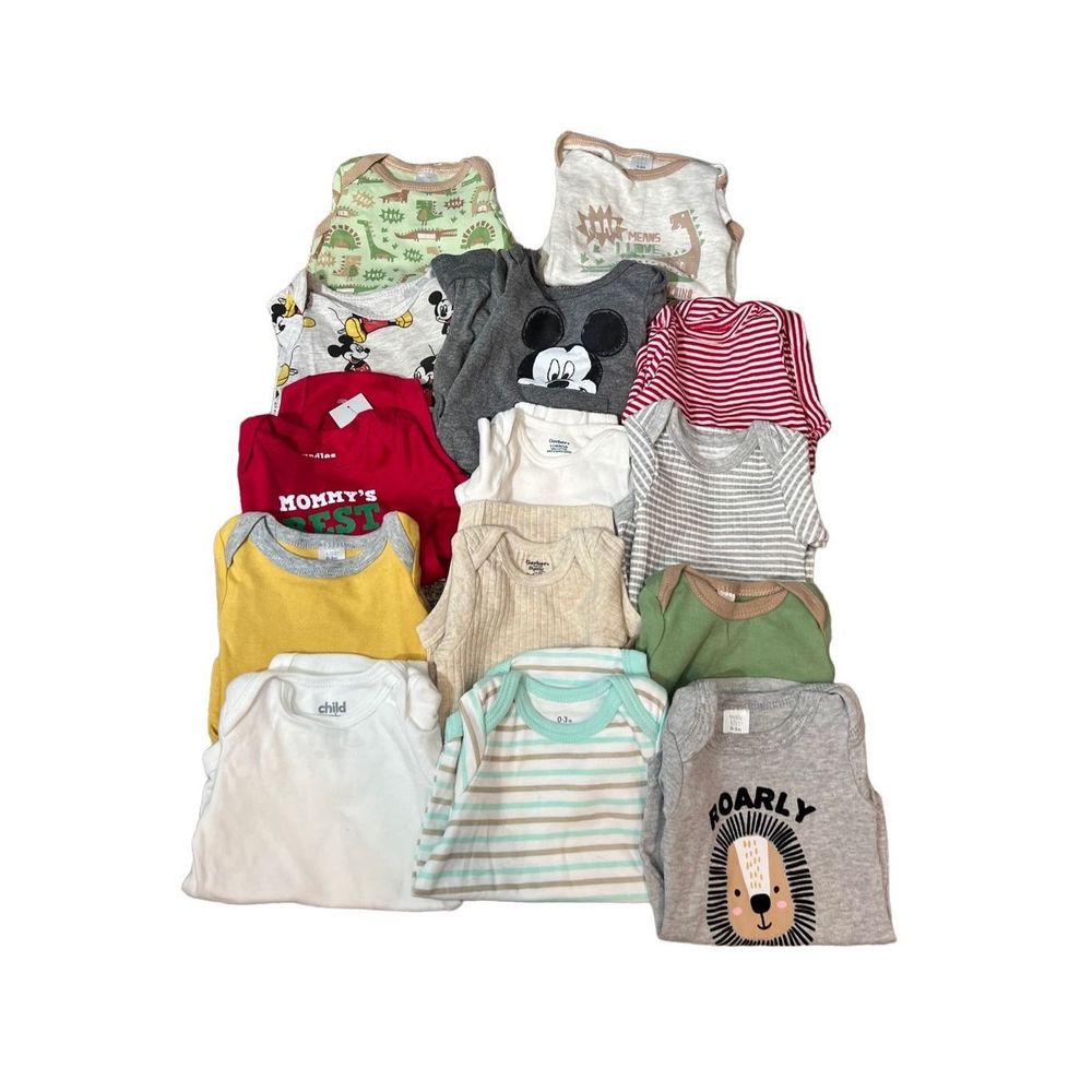 Baby boy 0-3 month onsies. 14 pieces. Some new some used. Great condition
